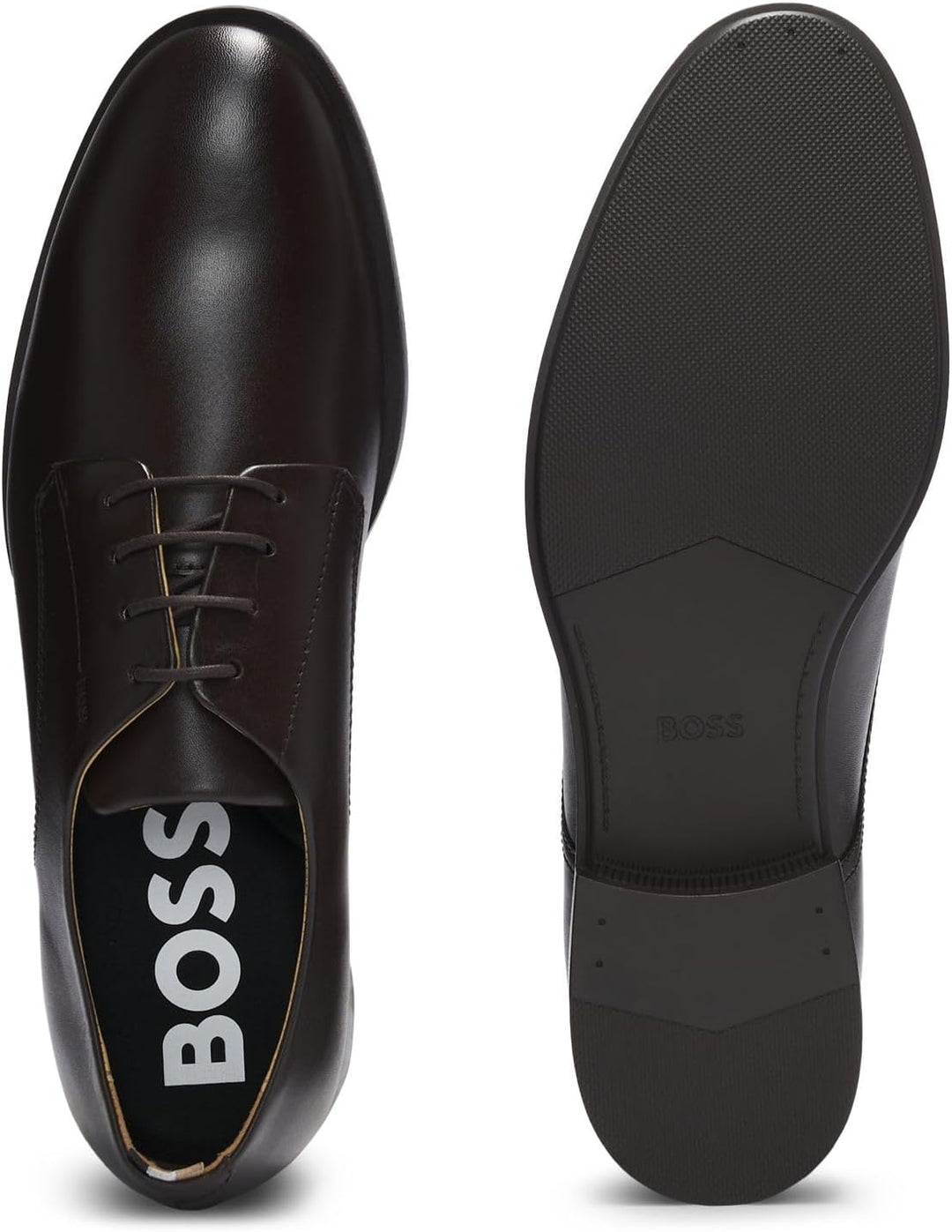 BOSS Herren Colby Derb Derbys aus Leder mit Signature-Details Grösse 40 EU Braun, 40 EU Braun