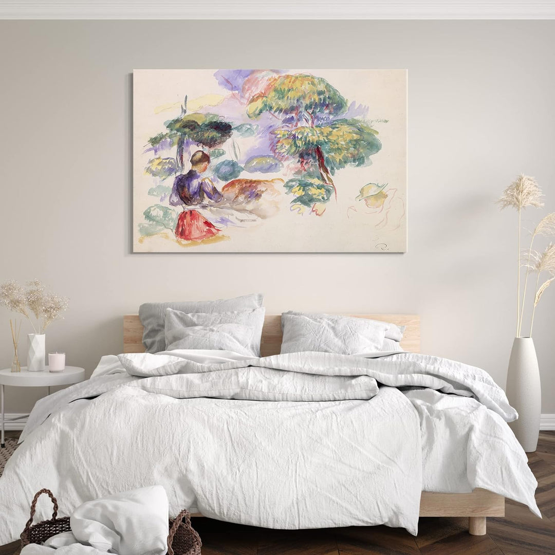 Printed Paintings Leinwand (100x70cm): Auguste Renoir - Landschaft mit einem Mädchen 100x70 cm, 100x