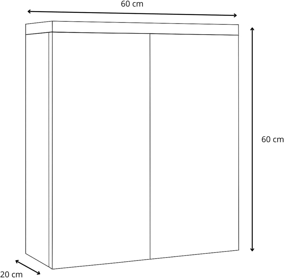 Badezimmer Spiegelschrank Toledo 60cm Grau Eiche – Stauraum Unterschrank Möbel Zwei Türen Badschrank