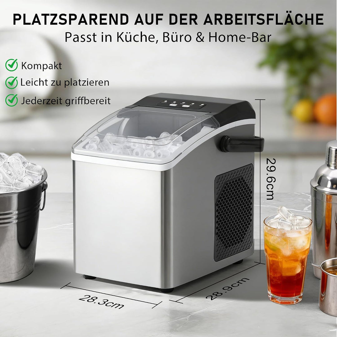 Citybee Eiswürfelmaschine Selbstreinigend 12kg/24h, Eiswürfelmaschine Klein, 9 Eiswürfel in 6 min, E