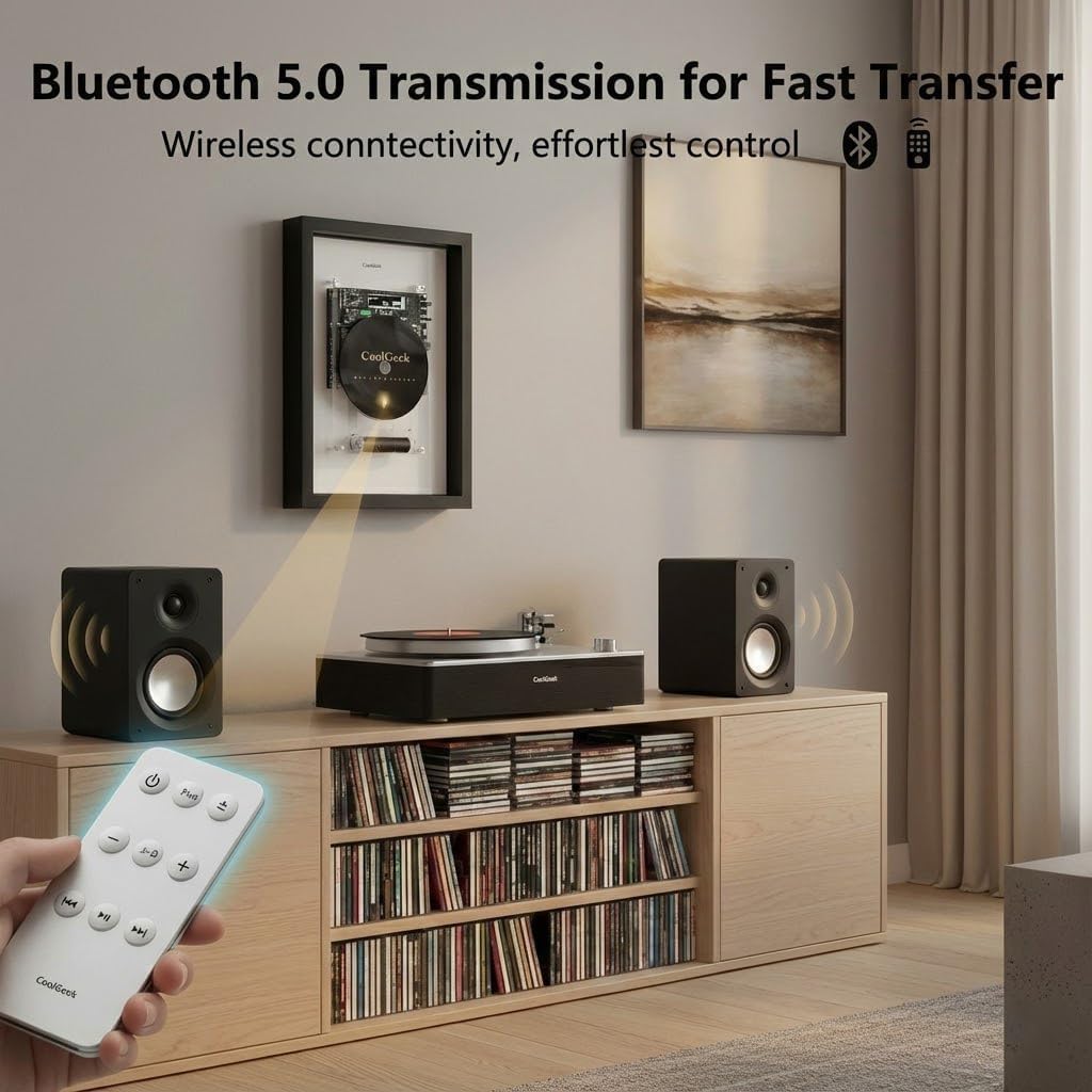 M1 Vertikaler Bluetooth CD-Player, Tragbar, Transparentes Design, Transparenter vertikaler CD-Player