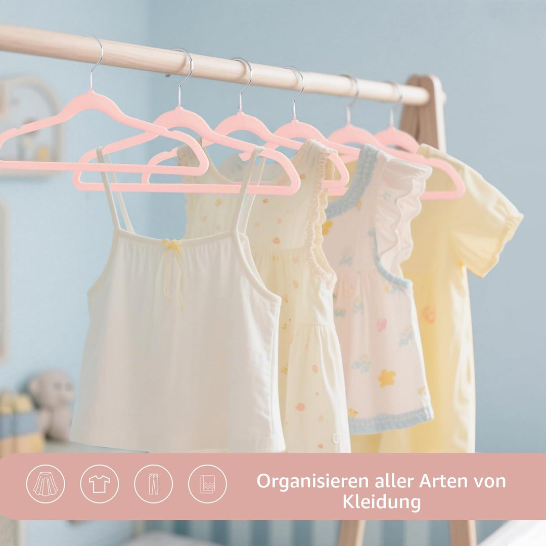 ManGotree 35 cm Kinder-Samtbügel für den Kleiderschrank, Ultradünne und Platzsparende Kleiderbügel f