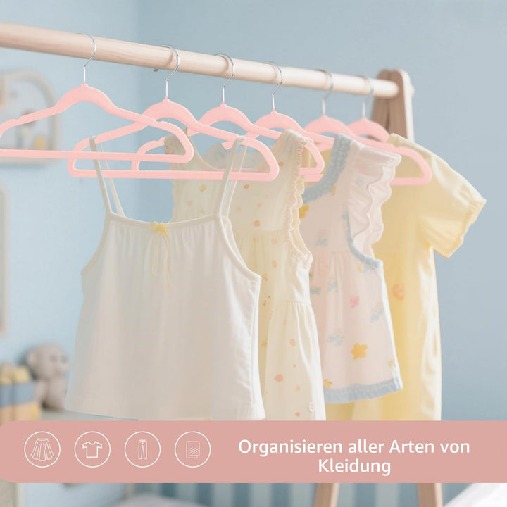 ManGotree 35 cm Kinder-Samtbügel für den Kleiderschrank, Ultradünne und Platzsparende Kleiderbügel f