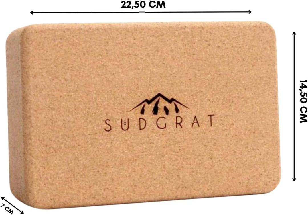 Südgrat Yoga Block Kork 100% Natürlich Stabil Griffig | Pilates Fitness 22,5x14,5x7cm Beige 660g, Yo