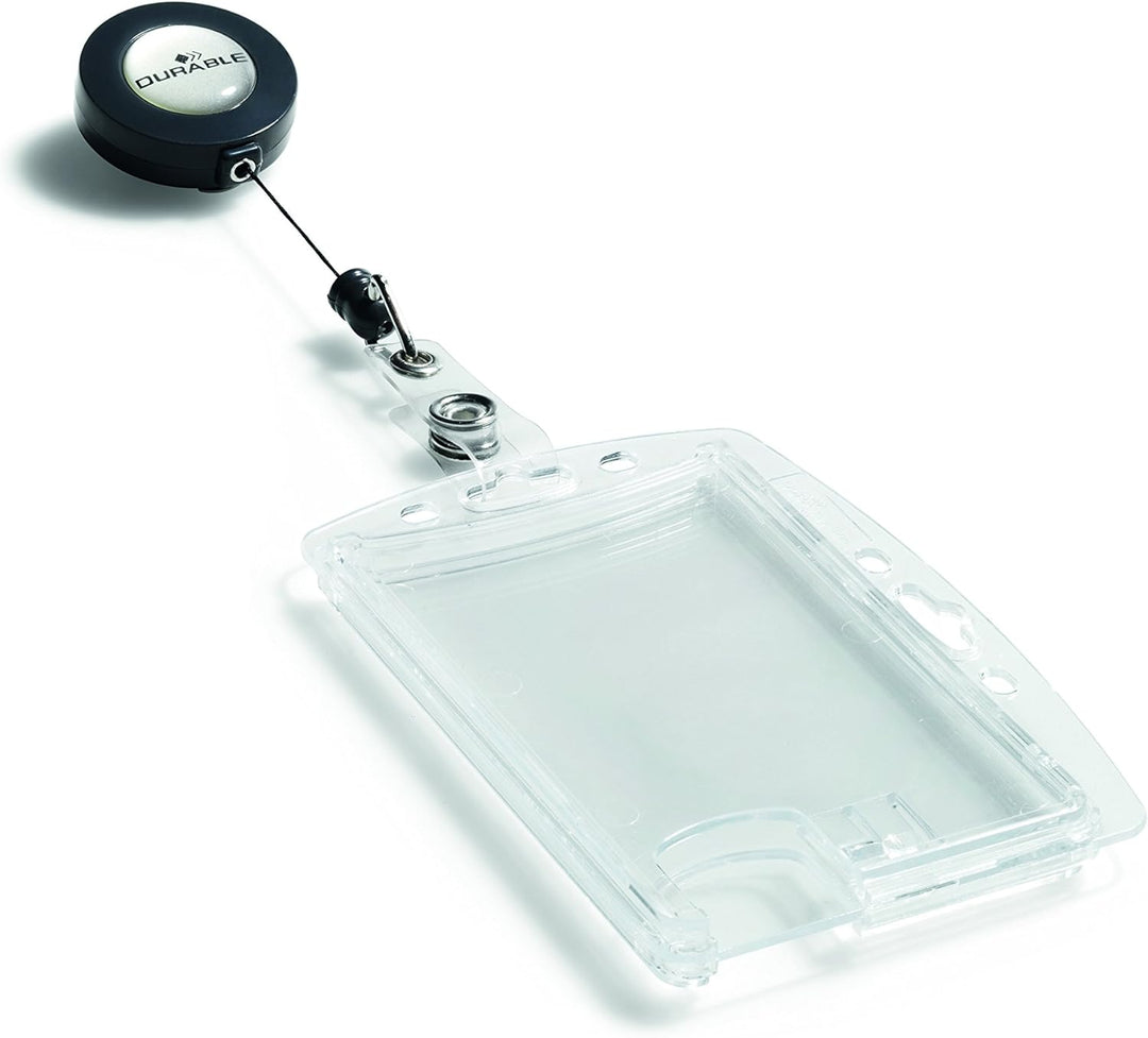 Durable Doppelbox mit Jojo für 2 Betriebs-/Sicherheitsausweise, 10 Stück, transparent, 822419 Für 2