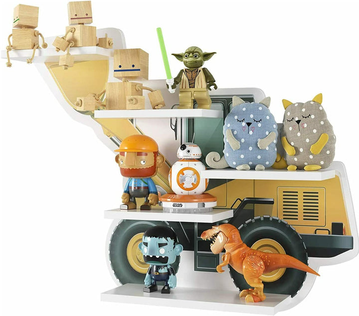 m Mayda Kinderregal Bulldozer Wandregal Kinderzimmer Wandboard Bücherregal Regal Hängeregal Schweber