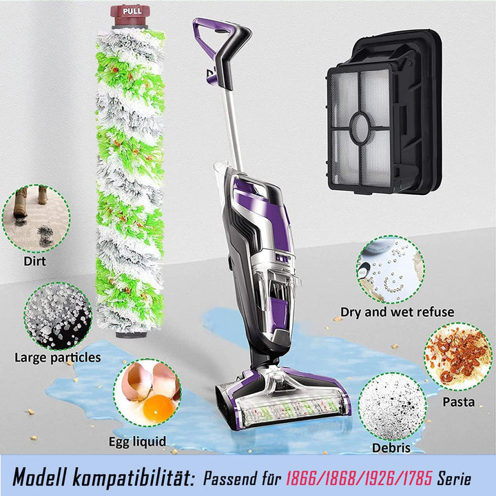 Asdazrxy 2 Stück Ersatzfilter und 2 Stück Multiflächen-Bürstenrolle Haustier, Zubehör für Bissell Cr