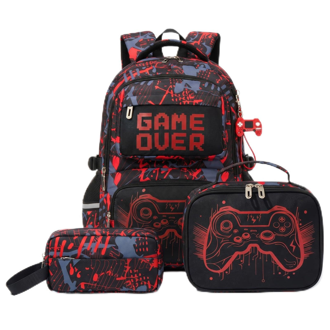 Schulrucksack Jungen Teenager 3 Teilig, Schultasche Kinder für 3. bis 7. Klasse mit Lunch Tasche Fed