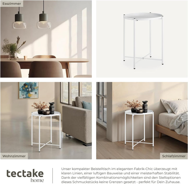 tectake 800911 Beistelltisch rund aus Metall, rustikaler Flair, abnehmbare Ablagefläche, stabil und