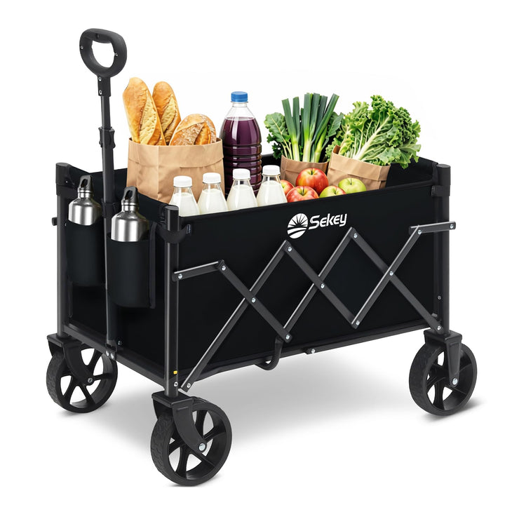 Sekey Bollerwagen Faltbar Klein 80KG, Handwagen Klappbar, Faltbarer Einkaufswagen Campingwagen mit H
