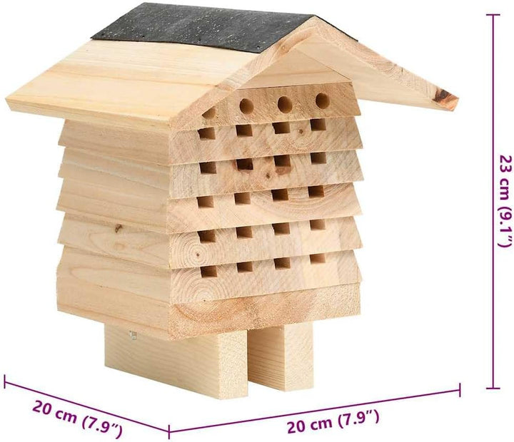 Bienenhotel aus massivem Tannenholz 22x20x20 cm mit witterungsbeständigem Design, stapelbare Nester,