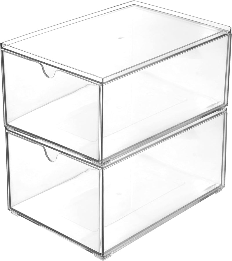 Youngever 2er-Pack Organizer Schubladenbox, 23 cm x 16,5 cm x 10 cm stapelbarer Make-up Organizer, S