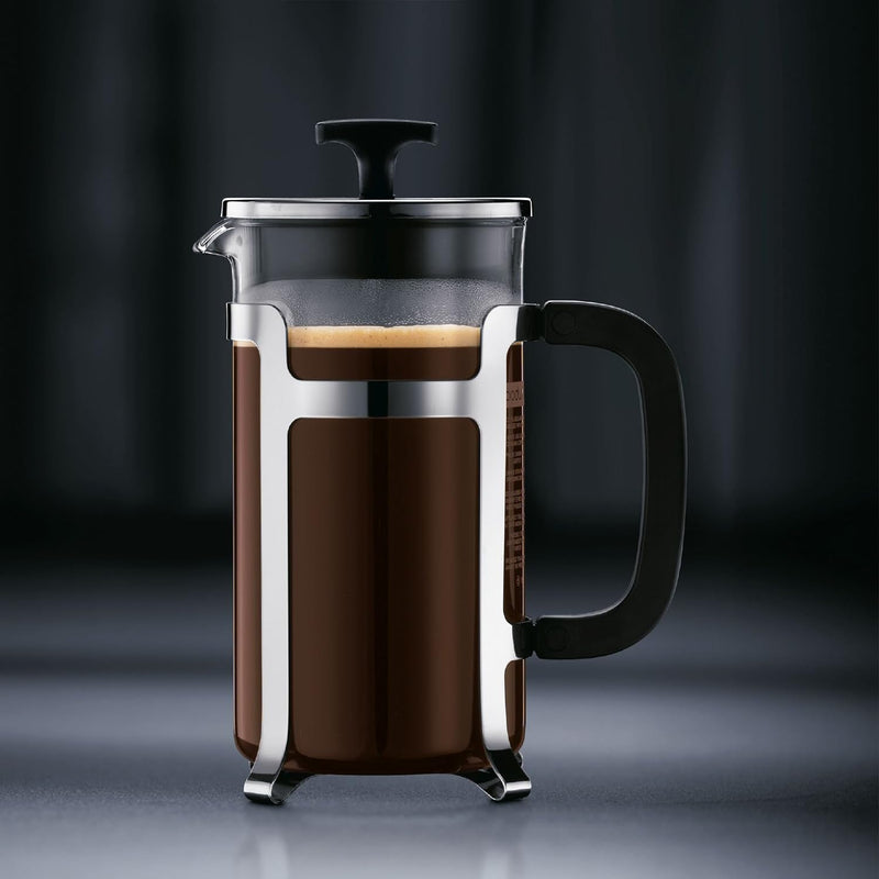 Bodum JESPER Kaffeebereiter (French Press System, Verchromter Edelstahlrahmen, 1,0 liters) glänzend