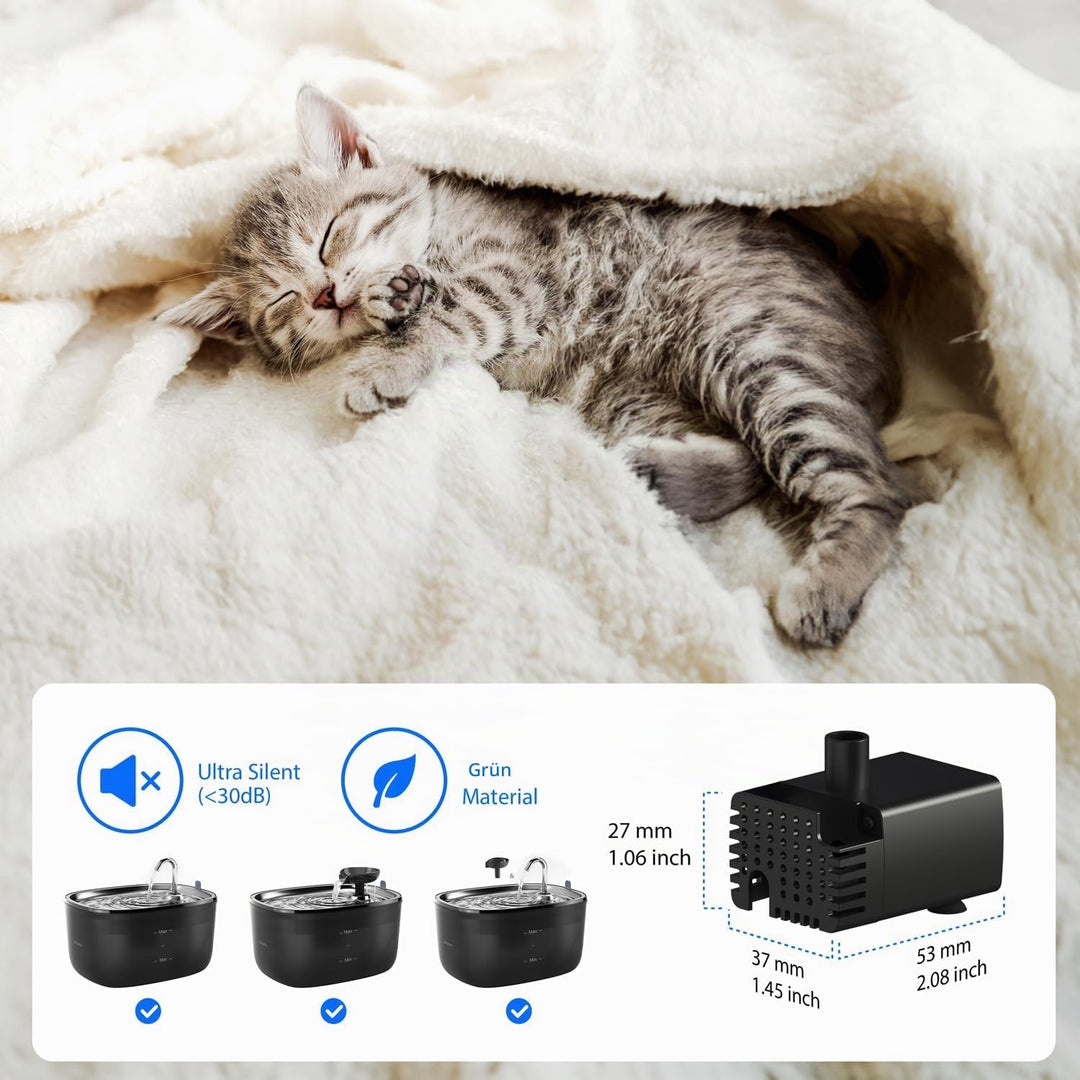 Stouchi WDQ1 Ersatzpumpe für Trinkbrunnen 2.5L für Katze und Hunde, Langlebige Wasserpumpe für Katze