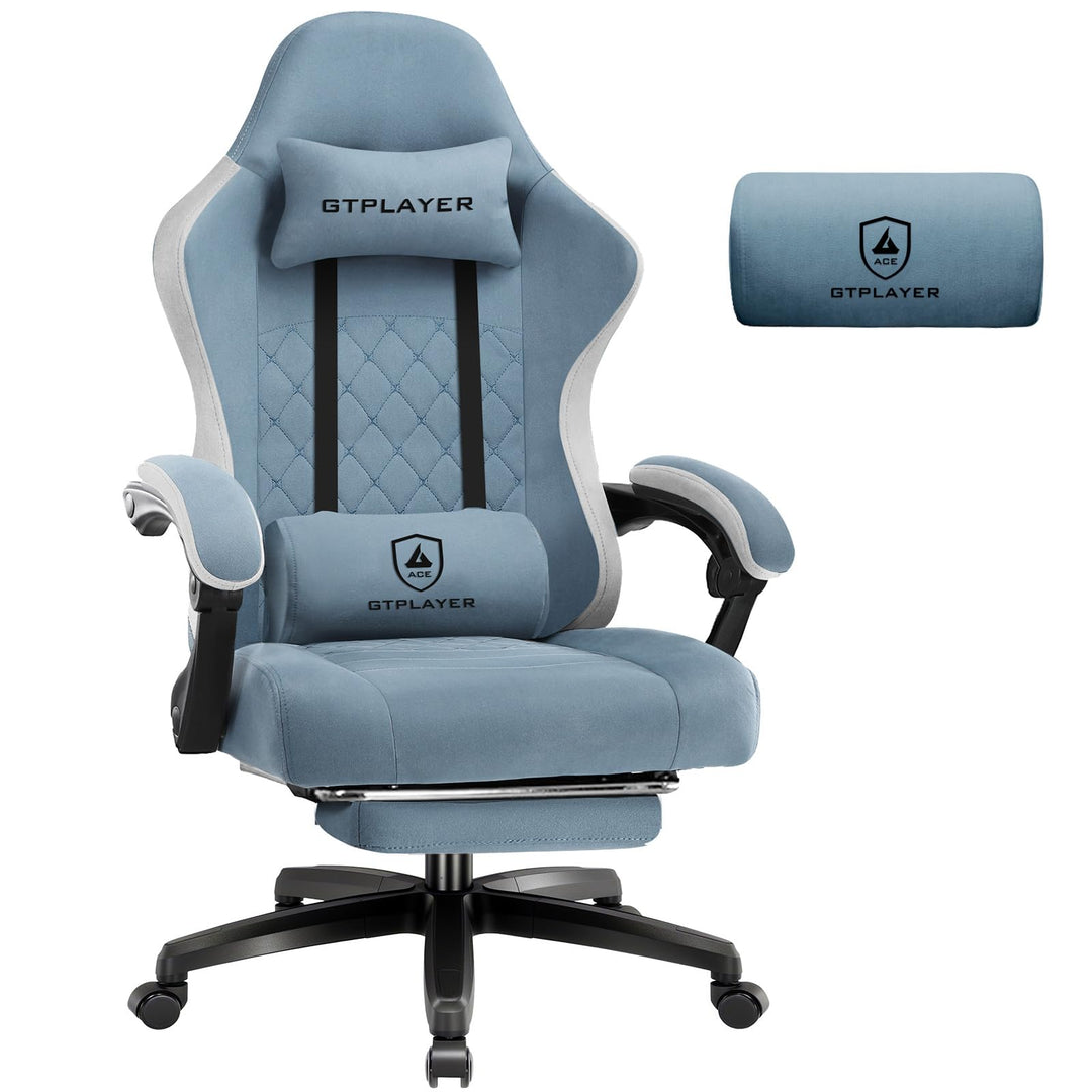 GTPLAYER Gaming Stuhl Stoff, Gaming Sessel mit Taschenfederkissen, ergonomischer Drehstuhl, Gamer St