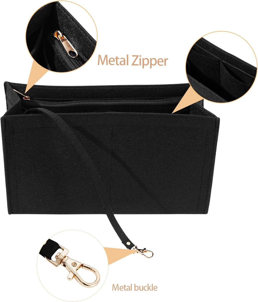 LOUKAYCCI Geldbörsen-Organizer-Einsatz für Dior-Buchtasche, grosse Tascheneinsatz, Premium-Filz-Eins