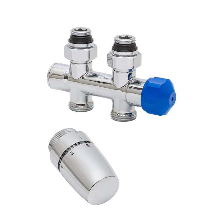Schulte EP3769002 Mittenanschlussgarnitur Durchgang Thermostat-Set, verchromt Set Durchgang (Bodenan