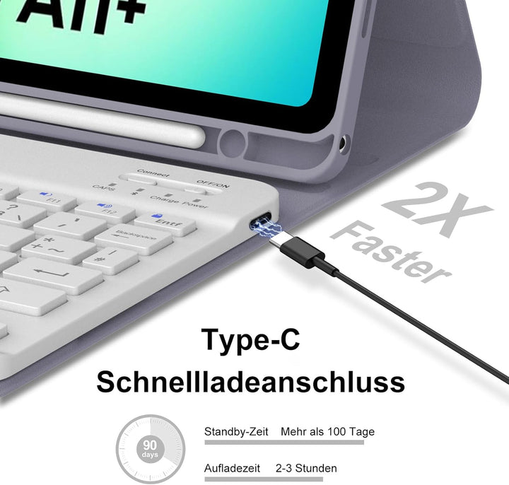 IVEOPPE Hülle mit Tastatur für Samsung Galaxy Tab A11 Plus 11 Zoll 2025, Tastatur für Samsung Teblet