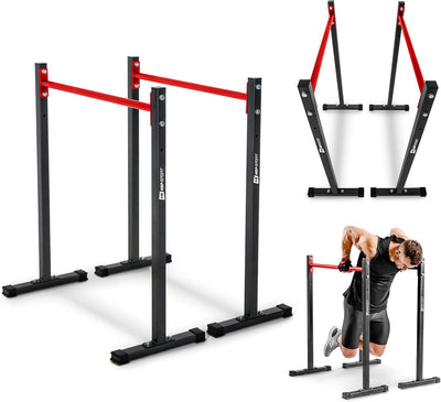 HS HOP-SPORT Dipstation Dip Ständer HS-D011 Dipper Station Klimmzug Barren Rack, Farbe: Schwarz