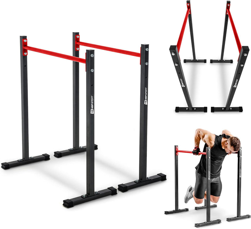 HS HOP-SPORT Dipstation Dip Ständer HS-D011 Dipper Station Klimmzug Barren Rack, Farbe: Schwarz