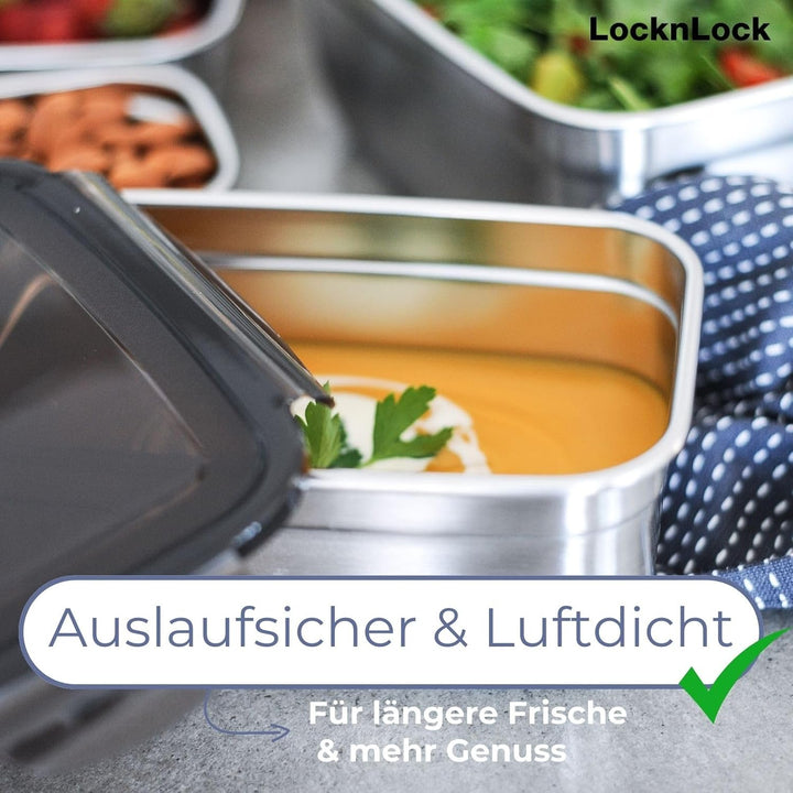 LocknLock Edelstahl Vorratsdose mit Deckel, 1,9 L, 225 × 160 × 85 mm, BPA-Frei, Spülmaschinengeeigne