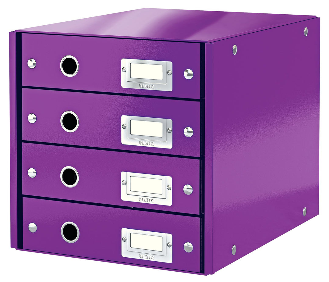 Leitz, Schubladenbox, Lila, 4 Schubladen, A4, Click & Store, 60490062 4 Schubladen Violett, 4 Schubl