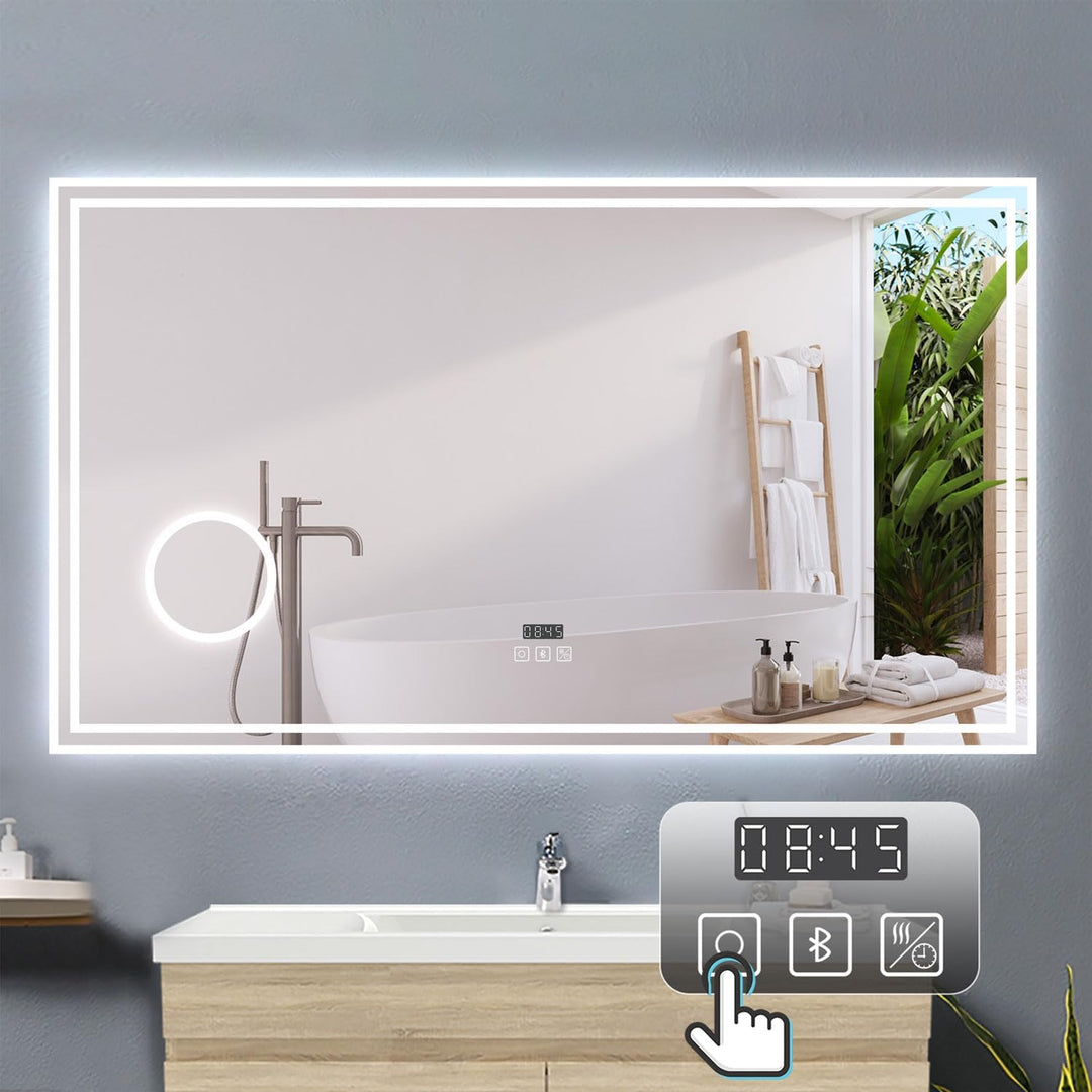Badezimmerspiegel mit LED 160x80cm LED Spiegel mit Bluetooth Beschlagfrei 3-Fach Schminkspiegel Bads