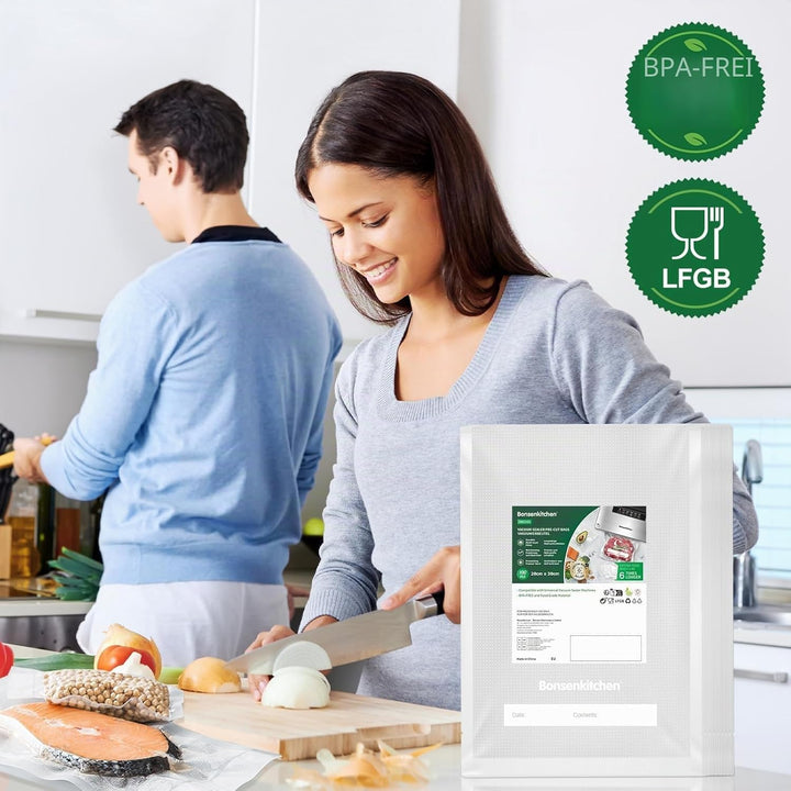 Bonsenkitchen Profi Vakuumbeutel, 100 Beutel 20x30cm Vakuumierbeutel für alle Vakuumierer & Lebensmi