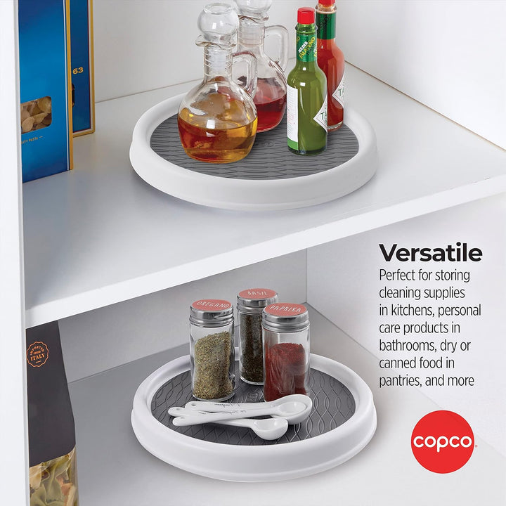 Copco 5220590 Non-Skid Pantry Cabinet Lazy Susan Plattenspieler, plastik, Weiss/Grau 2 23 cm Weiss/G