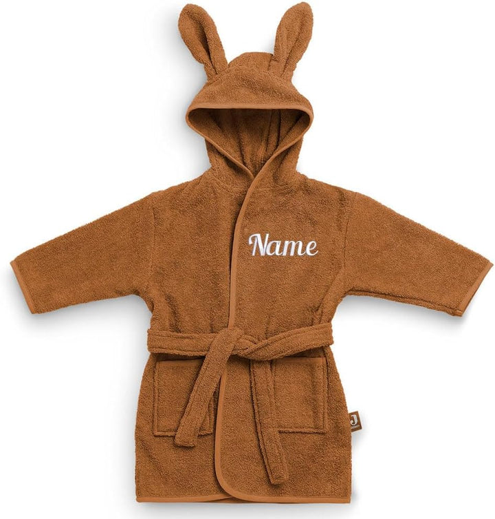 Personalisierter Bademantel mit Name bestickt für Kinder und Kleinkinder aus Frottee Baumwolle Caram