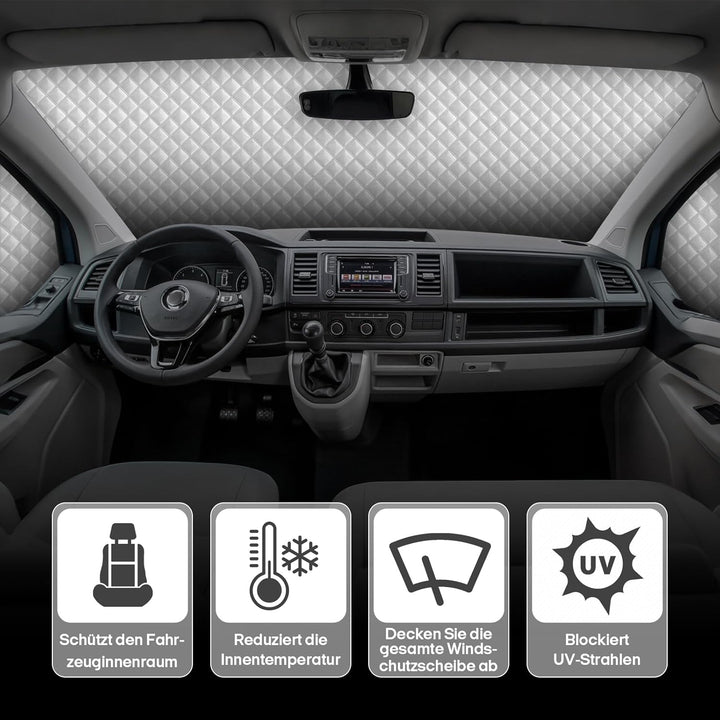 MaxEarn Thermomatte Fahrerhaus passend für VW T5 & T6(ab 2003), Luxus Interne Auto Sonnenblende Fron