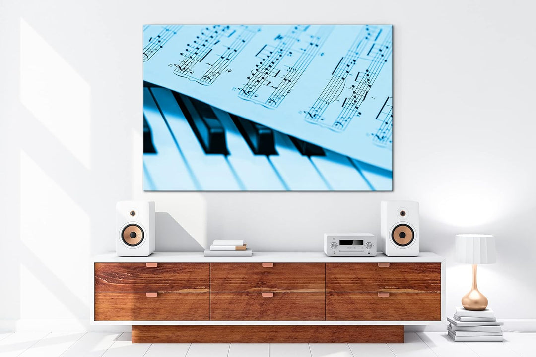 deyoli Harmonisches Klavier Format 80x60 Effekt: Monocrome Blau als Leinwandbild, Motiv fertig gerah
