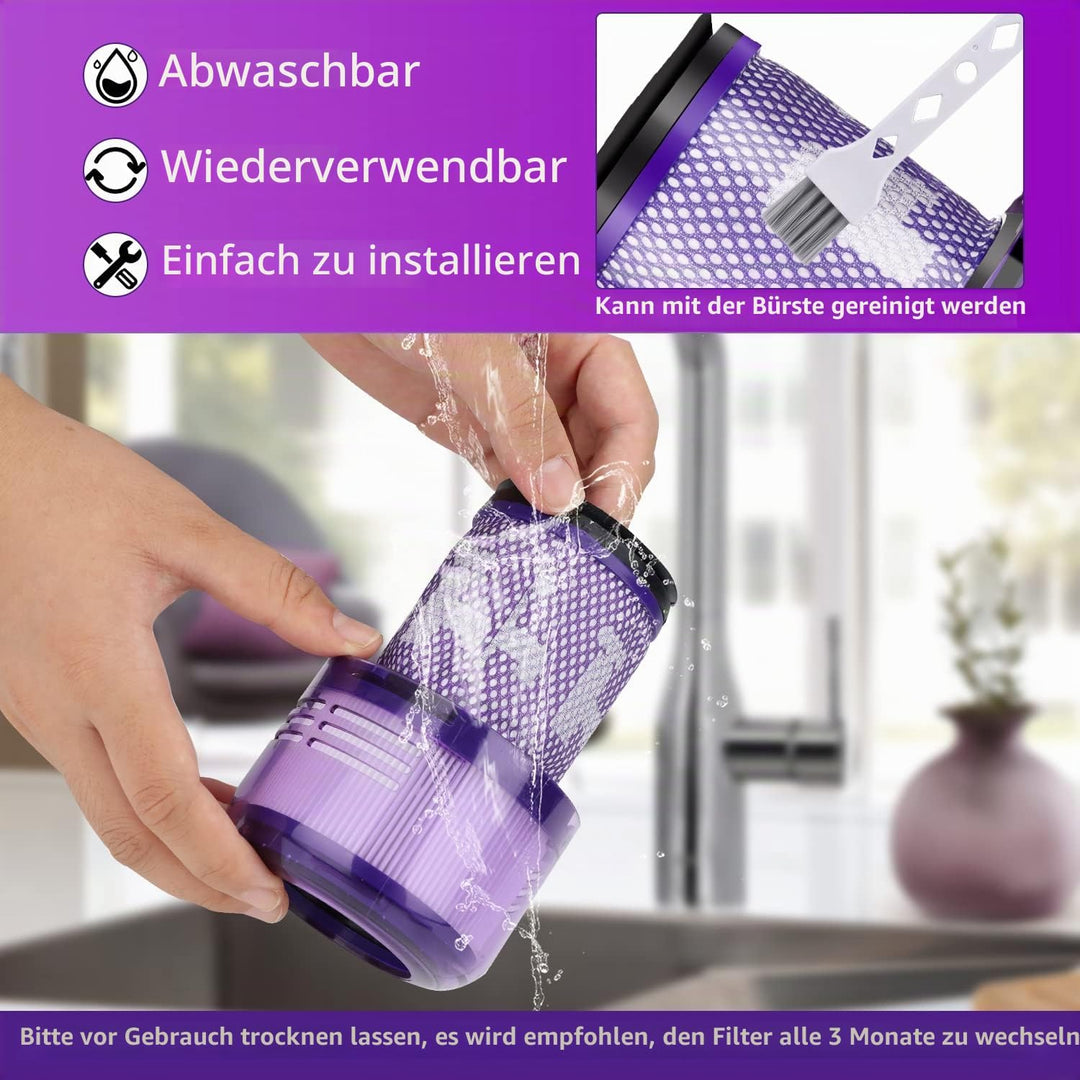 Artraise V12 Filter für Dyson, 3er Pack Ersatzfilter für Dyson V12 Slim Absolute Extra, Total Clean,