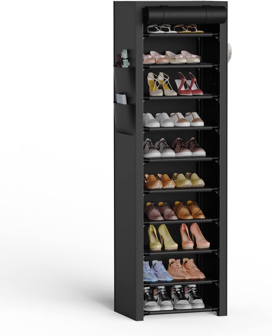 Schuhregal mit 11 Ebenen, Schuhschrank Hoch mit Staubdichtem Überzug für 20-22 Paar Schuhe, Schuhstä