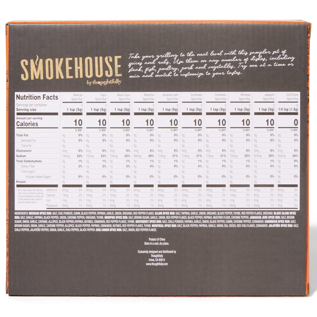 Smokehouse by Thoughfully Gourmet-Grillgewürzset - Mini-Glasflaschen mit veganen & vegetarischen Gri