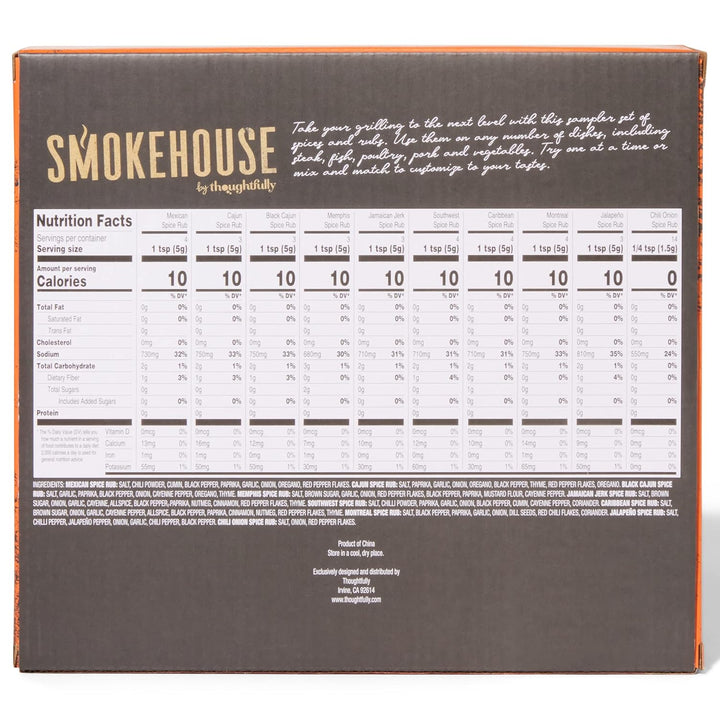 Smokehouse by Thoughfully Gourmet-Grillgewürzset - Mini-Glasflaschen mit veganen & vegetarischen Gri