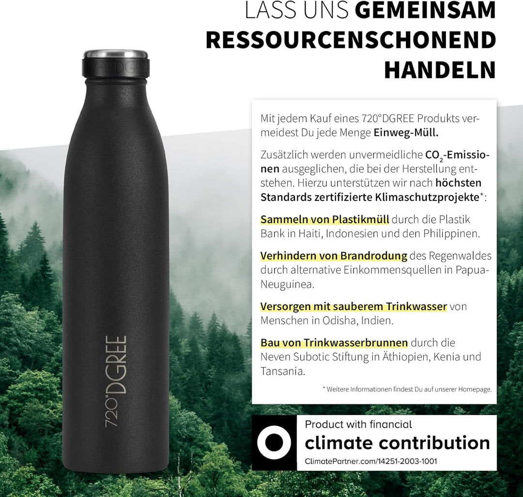 720°DGREE Edelstahl Trinkflasche “milkyBottle” - 750ml - BPA-Frei, Auslaufsicher, Kohlensäure geeign