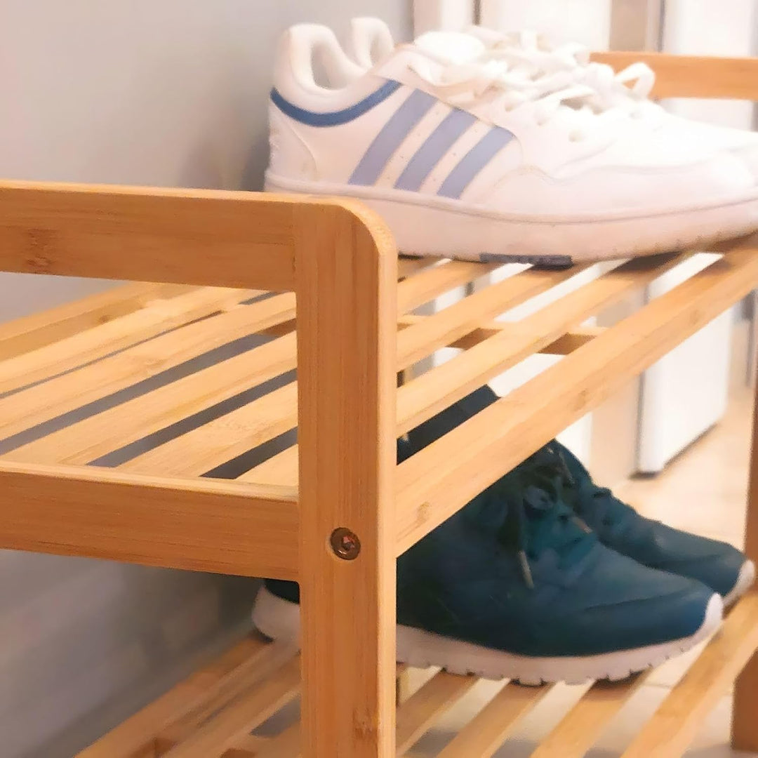 Begryf Bambus Garderobenbank, Dielen- &amp; Flurmöbel, Schuhregal mit Sitzbank, Shoe Cabinet, Schuhbank