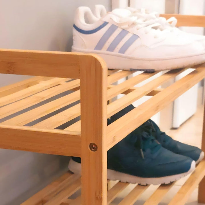Begryf Bambus Garderobenbank, Dielen- &amp; Flurmöbel, Schuhregal mit Sitzbank, Shoe Cabinet, Schuhbank