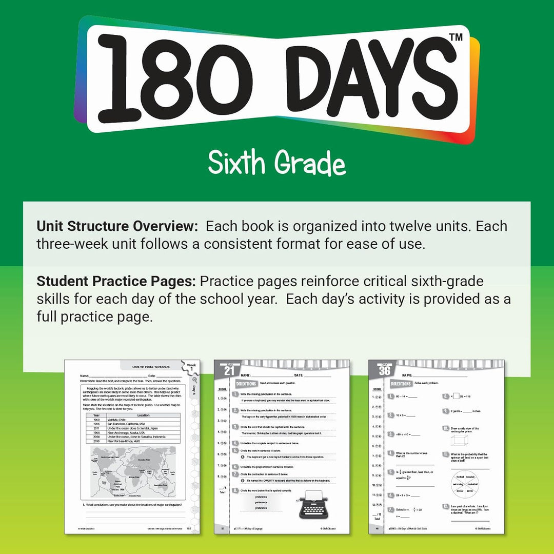 180 Days: Hands-On STEAM: Grade 6 (180 Days of Practice), Paperback