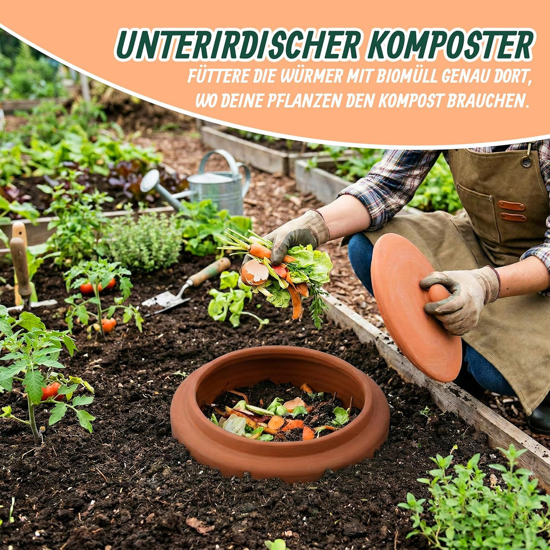Relaxdays Wurmkomposter zum Eingraben, 5 L, Wurmturm für Küchenabfälle, Deckel, Komposter Garten & B