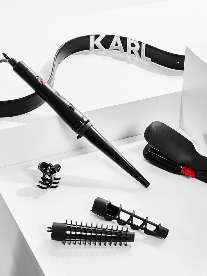 Rowenta x Karl Lagerfeld Looks Infinitos 9 in 1 CF422L- Haarglätter und Lockenstab, Lockenstab, heis
