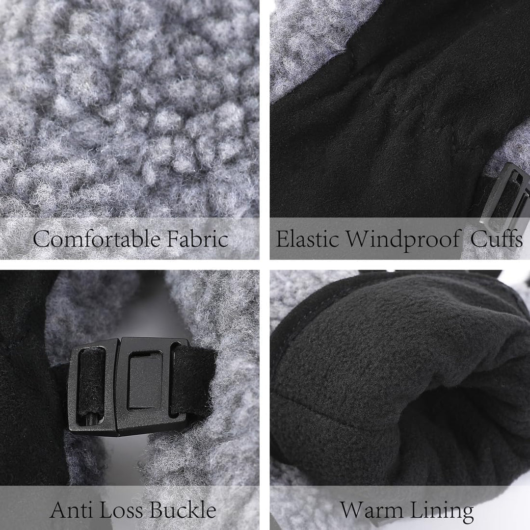Harssidanzar Damen Winter Lederhandschuhe Outdoor Warm gefüttert Skifahren Fäustlinge SL020EU S Grau
