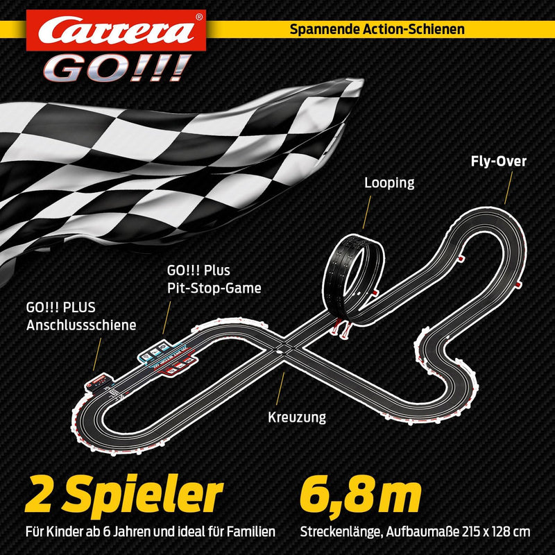 Carrera GO!!! Plus DTM Start the Race Rennbahn Set mit 6,8 m Länge | BMW M4 DTM “S. v. d. Linde” vs.