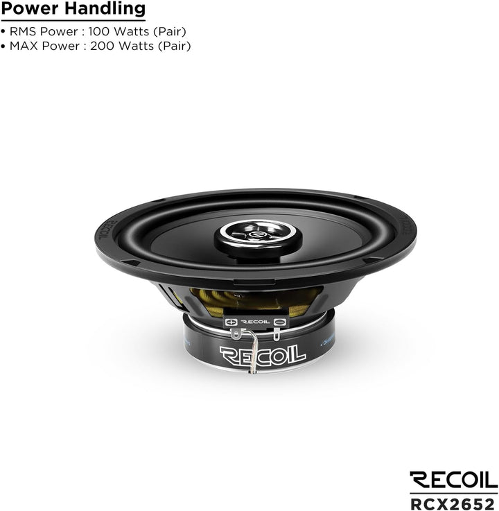 RECOIL RCX265 Echo Series 16,5 cm (6,5 Zoll) 2-Wege-Koaxiallautsprecher, 100 W RMS / 200 W Spitze, P