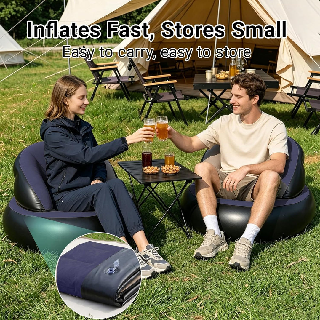 Aufblasbarer Sessel Sofa mit Flockoberfläche，Aufblasbares Sofa Rundes Luftsofa inkl Fusspumpe Wasser