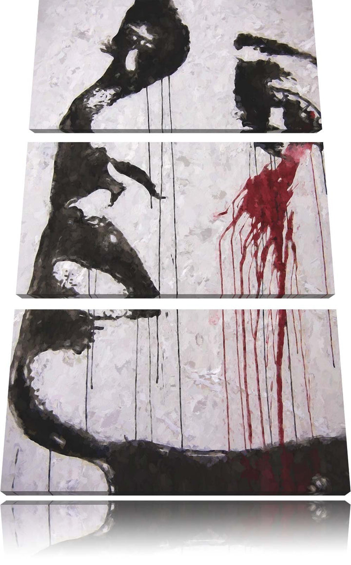 Pixxprint Abstrakt Frau Malerei Effekt 3-Teiler Leinwandbild 120x80 Bild auf Leinwand