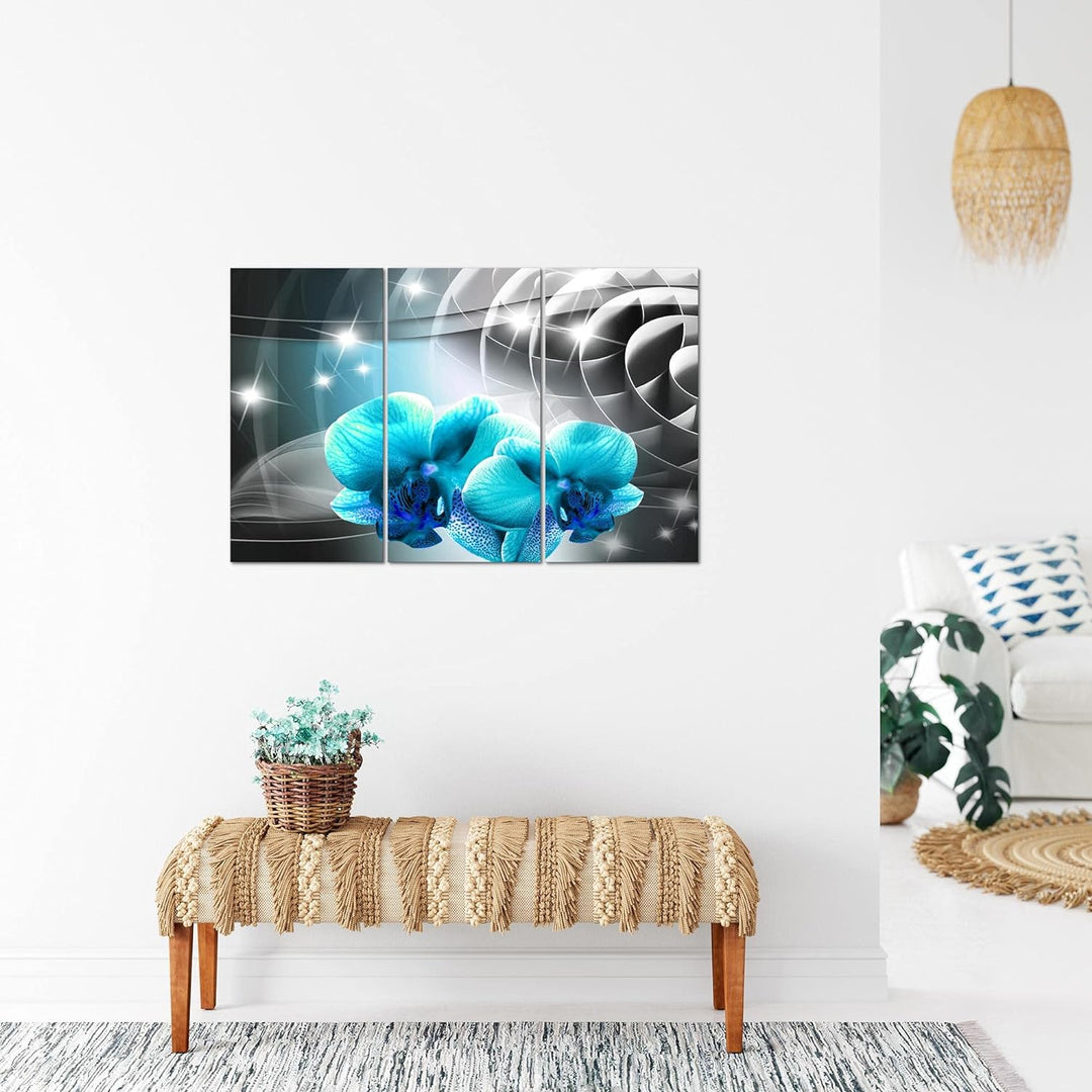 Runa Art Wandbilder Blumen Orchidee Bild XXL Wohnzimmer Schlafzimmer Türk Abstrakt 120 x 80 cm 3 Tei