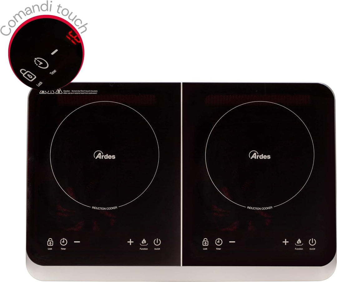 ARDES - Elektroherd mit 2 Induktionsplatten Differenzierte Leistung von 2000 und 1500 Watt Digitalan