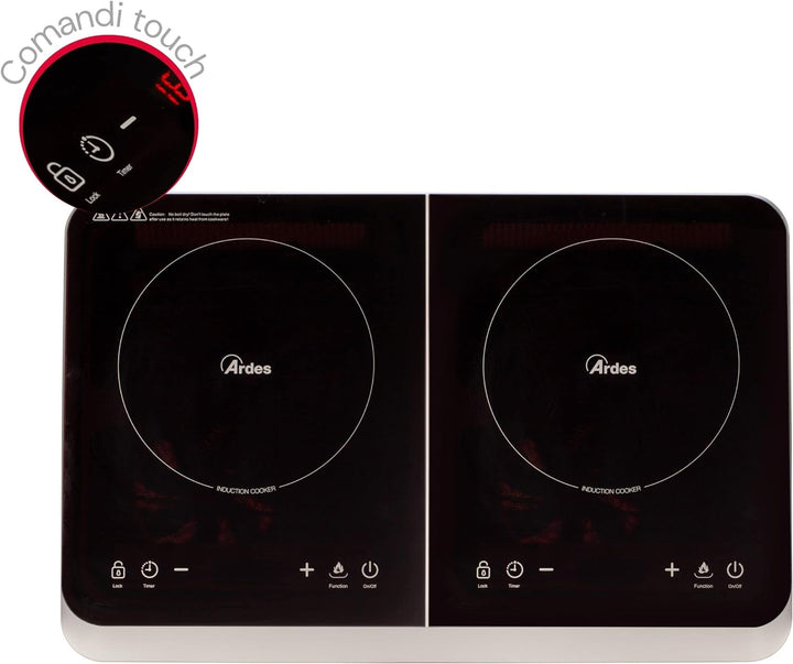 ARDES - Elektroherd mit 2 Induktionsplatten Differenzierte Leistung von 2000 und 1500 Watt Digitalan